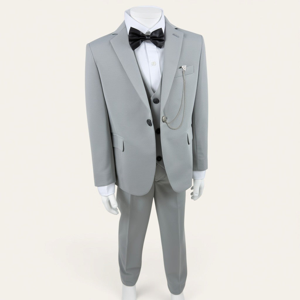 Boys Light Grey 6-Piece Suit