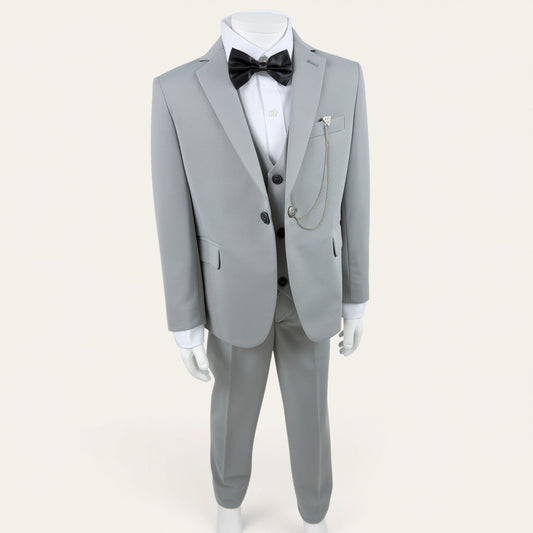 Boys Light Grey 6-Piece Suit