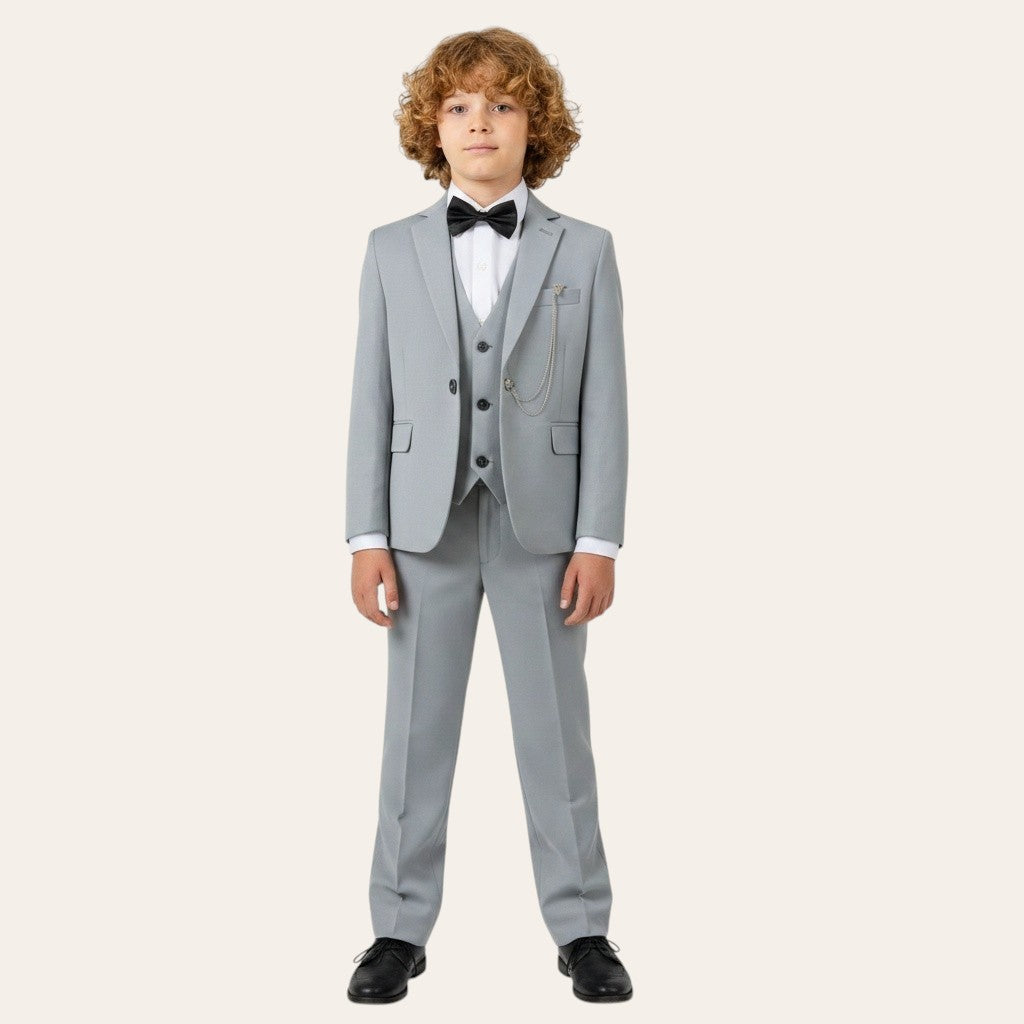 Boys Light Grey 6-Piece Suit