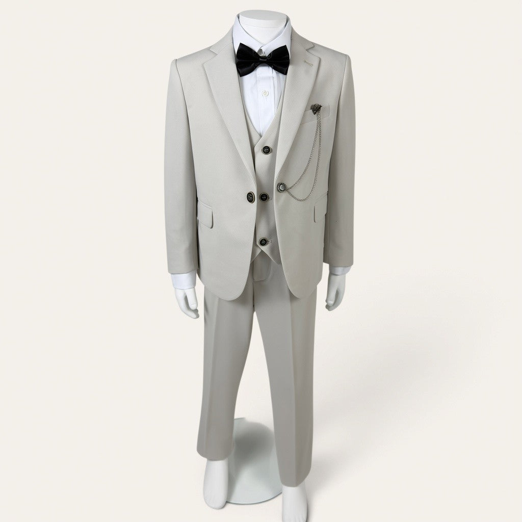 Boys Stone Beige 6-Piece Suit