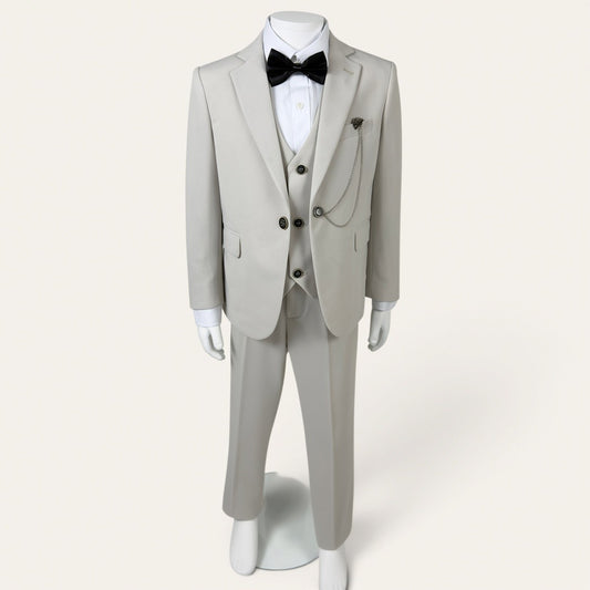 Boys Stone Beige 6-Piece Suit