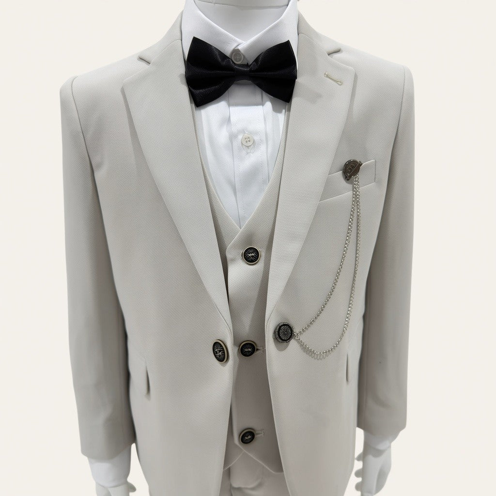 Boys Stone Beige 6-Piece Suit