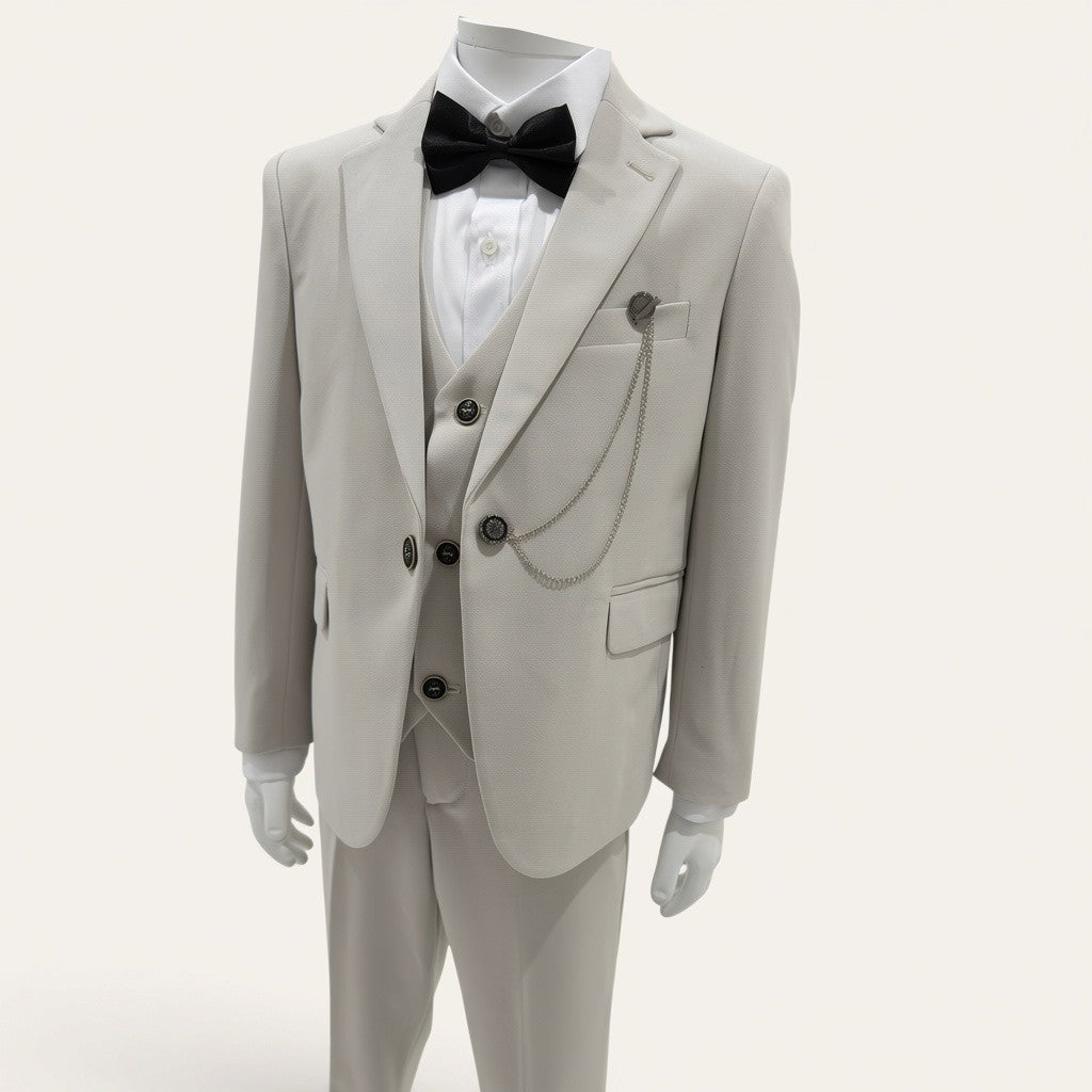 Boys Stone Beige 6-Piece Suit
