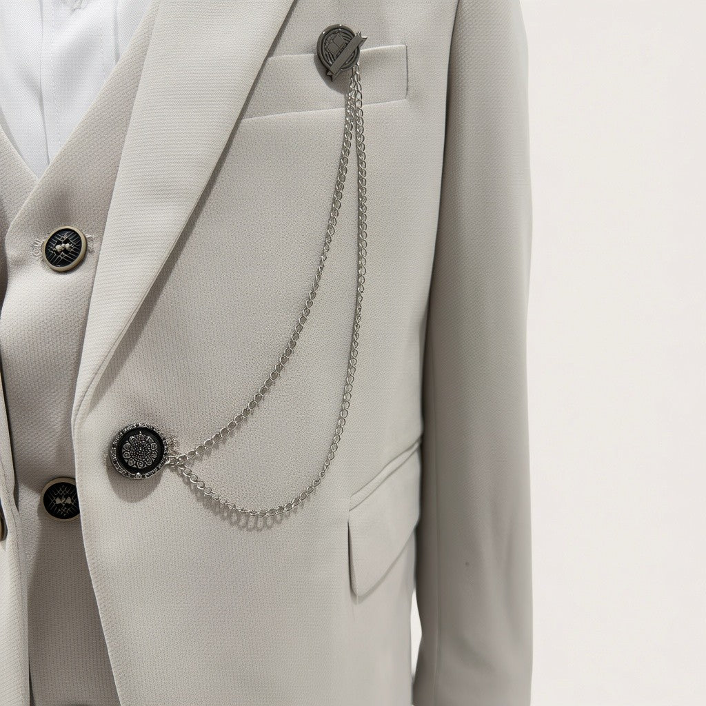 Boys Stone Beige 6-Piece Suit
