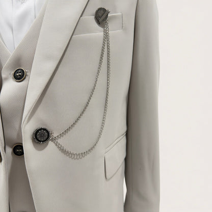 Boys Stone Beige 6-Piece Suit