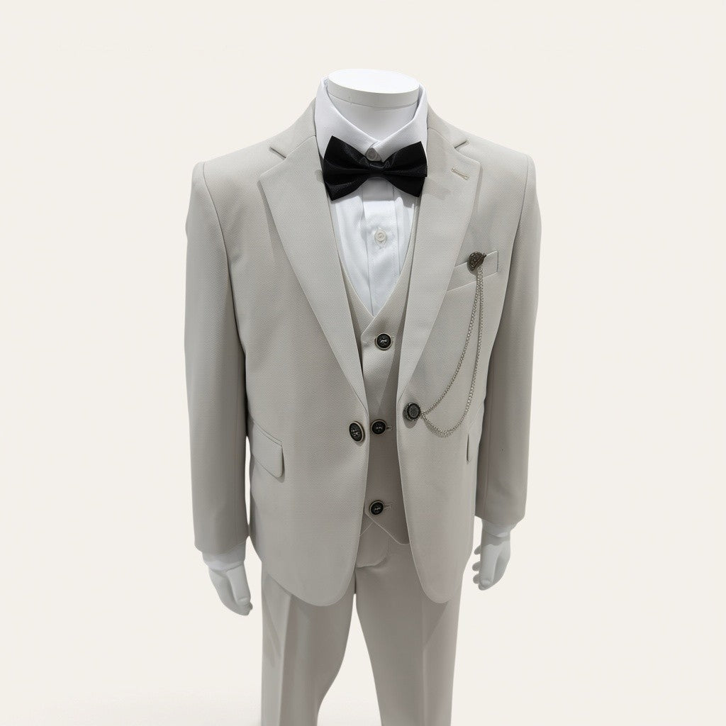 Boys Stone Beige 6-Piece Suit