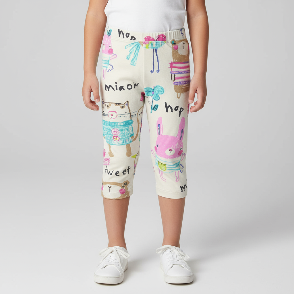 Soft Cotton Capri Leggings for Girls – Playful Prints & Everyday Comfort